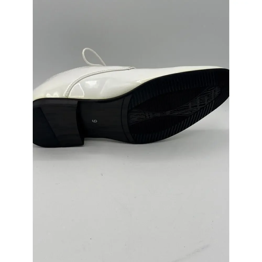 Men’s Bruno Marc White Patent Leather Oxford Dress Shoes Sz 9